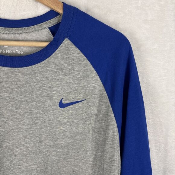 Nike Raglan T-shirt Gray Blue Dri-FIT 3/4 Sleeve Training CJ1617-064 Large NWT - Picture 3 of 7